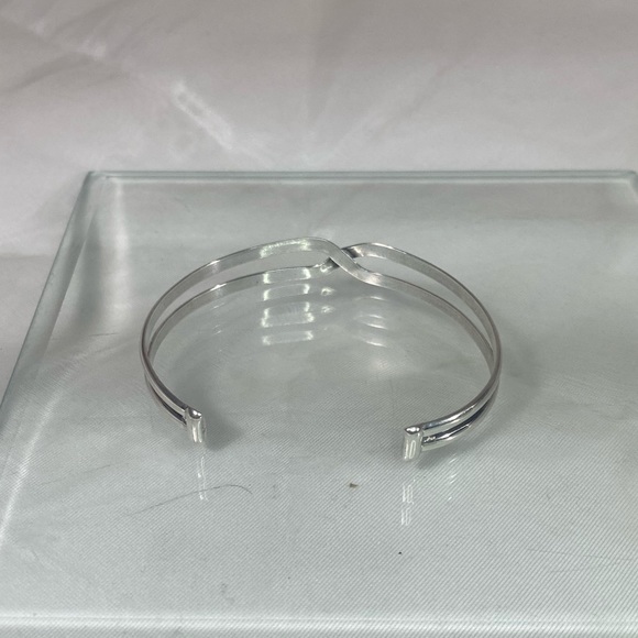 925 Sterling Silver intercepting cuff bracelet VINTAGE - Picture 6 of 8